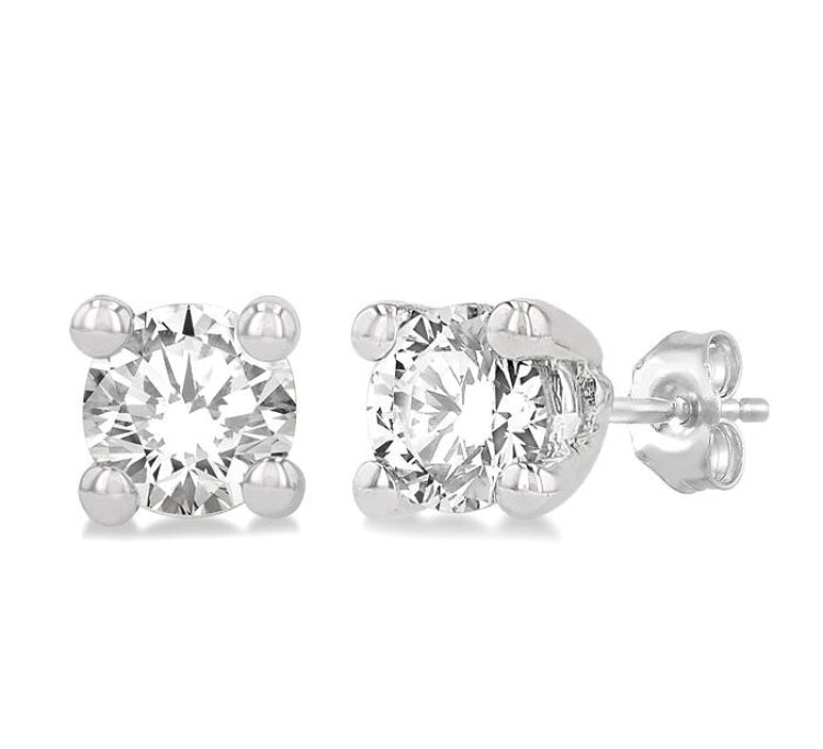 1/20 Ctw Round Cut Diamond Stud Earring in 14K White Gold