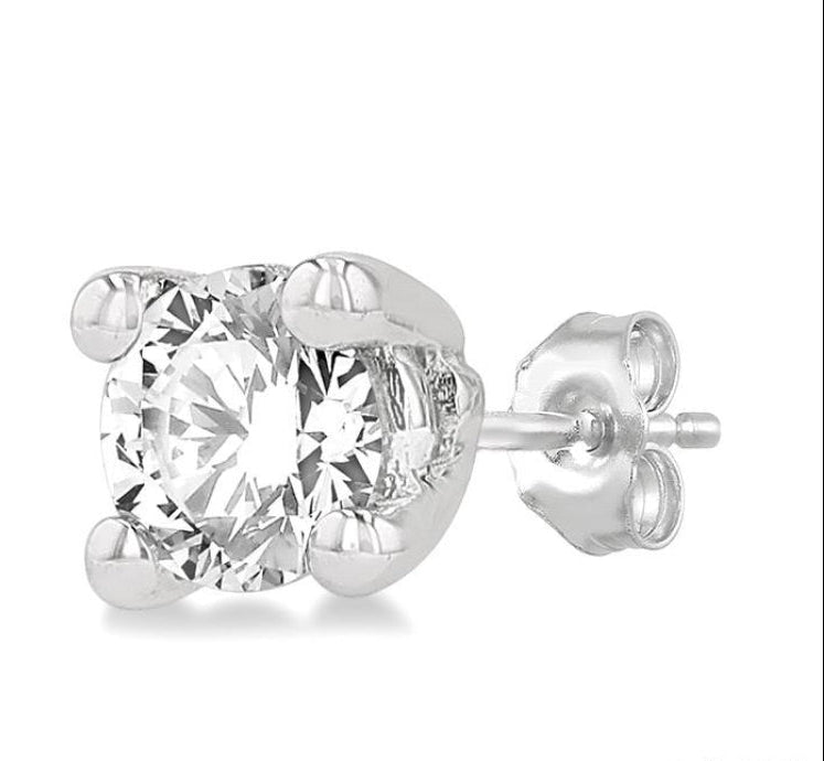 1/20 Ctw Round Cut Diamond Stud Earring in 14K White Gold