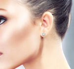 Load image into Gallery viewer, 1/20 Ctw Round Cut Diamond Stud Earring in 14K White Gold