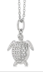Load image into Gallery viewer, 1/10 Ctw Petite Sea Life Turtle Round Cut Diamond Fashion Pendant With Chain in 10K White Gold