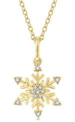 Load image into Gallery viewer, 1/10 Ctw Petite Snowflake Round Cut Diamond Fashion Pendant With Chain in 10K Yellow Gold