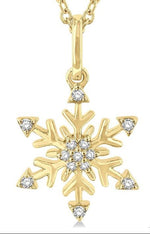 Load image into Gallery viewer, 1/10 Ctw Petite Snowflake Round Cut Diamond Fashion Pendant With Chain in 10K Yellow Gold