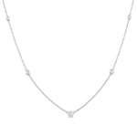 Load image into Gallery viewer, 1/4 Ctw Bezel Set Round Cut Diamond Station Necklace in 14K White Gold