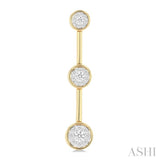 3/4 Ctw Lovebright Circular Mount & Bar Link Round Cut Diamond Fashion Earrings in 14K Yellow and White Gold