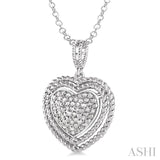 1/20 Ctw Single Cut Diamond Heart Pendant in Sterling Silver with Chain