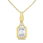 Load image into Gallery viewer, 1/6 Ctw Fusion Baguette and Round Cut Diamond Fashion Pendant With Chain in 14K Yellow and White Gold