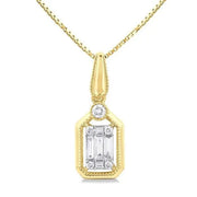 1/6 Ctw Fusion Baguette and Round Cut Diamond Fashion Pendant With Chain in 14K Yellow and White Gold