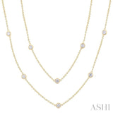 2 Ctw Bezel Set Round Cut Diamond Station Long Necklace in 14K Yellow Gold