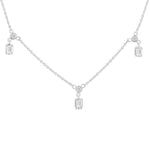 Load image into Gallery viewer, 5/8 Ctw Dangle Emerald and Round Cut Diamond Station Necklace in 14K White Gold
