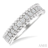 1/10 Ctw Round Cut Diamond Bold Bead Design Fashion Band in Sterling Silver