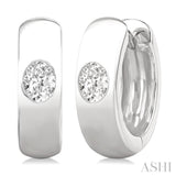 1/3 Ctw Bezel Set Oval Cut Diamond Fashion Huggie Earrings in 14K White Gold