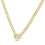 Load image into Gallery viewer, 1/5 Ctw Bezel Set Oval Cut Diamond Curb Link Fashion Necklace in 14K Yellow Gold