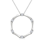 Load image into Gallery viewer, 1/4 Ctw Petite Bamboo Shoot Inspired Round Cut Diamond Fashion Pendant With Chain in 14K White Gold