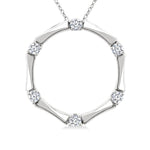 Load image into Gallery viewer, 1/4 Ctw Petite Bamboo Shoot Inspired Round Cut Diamond Fashion Pendant With Chain in 14K White Gold