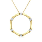 Load image into Gallery viewer, 1/4 Ctw Petite Bamboo Shoot Inspired Round Cut Diamond Fashion Pendant With Chain in 14K Yellow Gold
