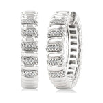 Load image into Gallery viewer, 1/10 Ctw Bold Wide Ribbed Round Cut Diamond Fashion Earrings in Sterling Silver