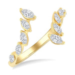 Load image into Gallery viewer, 1/2 Ctw Marquise Cut Diamond Bypass Fashion Open Ring in 14K Yellow Gold