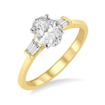 Load image into Gallery viewer, 1/2 Ctw Baguette and Oval Cut Diamond Ladies Engagement Ring with 1/3 Ct Oval Cut Center Stone in 14K Yellow and White Gold