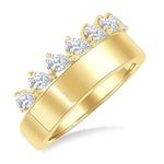 Load image into Gallery viewer, 5/8 Ctw Pear Cut Diamond Bold Gold Fashion Wide Band in 14K Yellow Gold