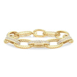 Load image into Gallery viewer, 3 Ctw Open Window Oval Link Round Cut Diamond Fashion Bold Bracelet in 14K Yellow Gold