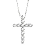 Load image into Gallery viewer, 1/10 Ctw Round Cut Diamond Cross Pendant in 10K White Gold with Chain