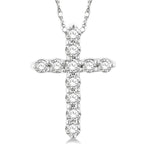Load image into Gallery viewer, 1/10 Ctw Round Cut Diamond Cross Pendant in 10K White Gold with Chain