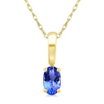 Load image into Gallery viewer, 5X3 MM Oval Shape Tanzanite Precious Solitaire Pendant With Chain in 14K Yellow Gold