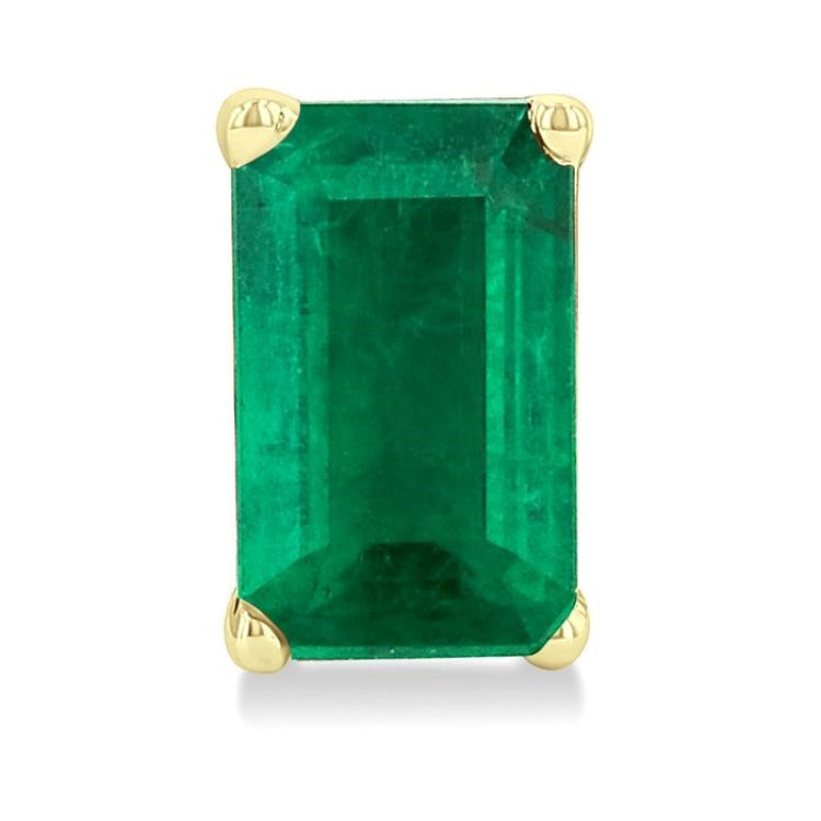 5X3 MM Octagon Shape Emerald Precious Stud Earrings in 14K Yellow Gold