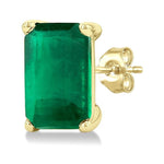 Load image into Gallery viewer, 5X3 MM Octagon Shape Emerald Precious Stud Earrings in 14K Yellow Gold