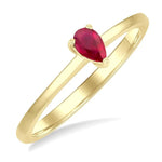 Load image into Gallery viewer, 5x3 MM Pear Shape Ruby Precious Solitaire Ring in 14K Yellow Gold
