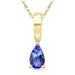 Load image into Gallery viewer, 5X3 MM Pear Shape Tanzanite Precious Solitaire Pendant With Chain in 14K Yellow Gold