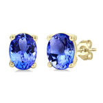 Load image into Gallery viewer, 4X3 MM Oval Shape Tanzanite Precious Stud Earrings in 14K Yellow Gold
