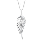 Load image into Gallery viewer, 1/5 Ctw Fluted Texture Angel Wing Round Cut Diamond Fashion Pendant With Chain in 14K White Gold