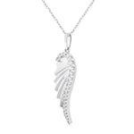 Load image into Gallery viewer, 1/5 Ctw Fluted Texture Angel Wing Round Cut Diamond Fashion Pendant With Chain in 14K White Gold