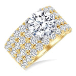 Load image into Gallery viewer, 3 1/2 Ctw Wide Four Row Round Shape Semi-Mount Diamond Engagement Ring in 14K Yellow and White Gold