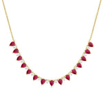 Load image into Gallery viewer, 4x3 MM Pear Shape Ruby and 1/2 Ctw Round Cut Diamond Precious Tennis Necklace in 14K Yellow Gold