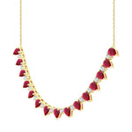 Load image into Gallery viewer, 4x3 MM Pear Shape Ruby and 1/2 Ctw Round Cut Diamond Precious Tennis Necklace in 14K Yellow Gold