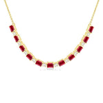 Load image into Gallery viewer, 4X3 MM Octagon Shape Ruby and 1/2 Ctw Round Cut Diamond Precious Tennis Necklace in 14K Yellow Gold