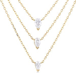 Load image into Gallery viewer, 5/8 Ctw Triple Pear Cut Diamond Layered Necklace in 14K Yellow Gold