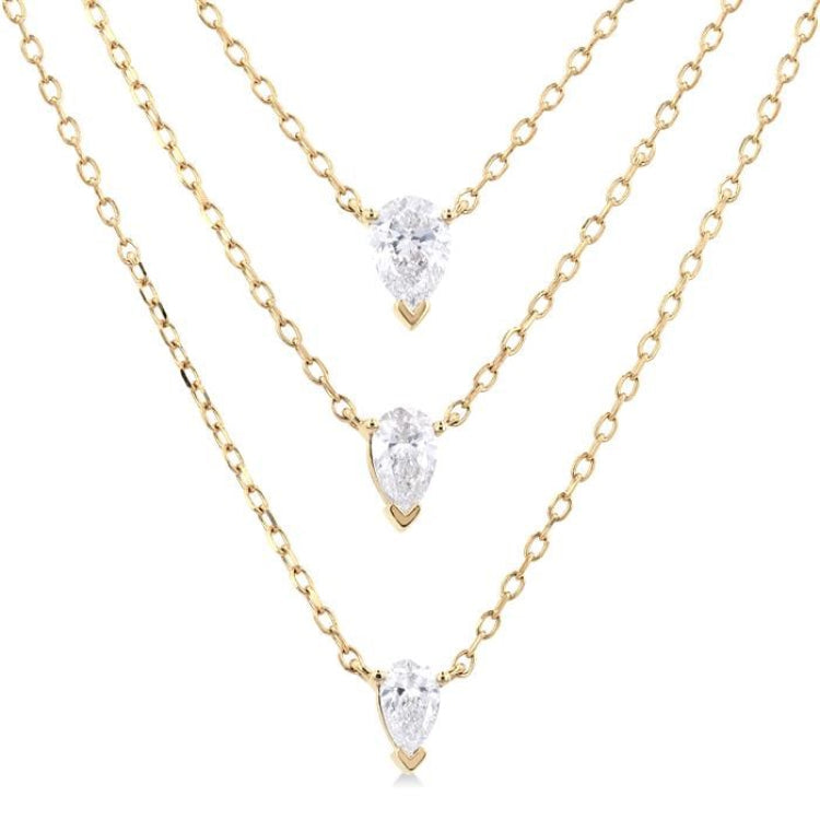 5/8 Ctw Triple Pear Cut Diamond Layered Necklace in 14K Yellow Gold