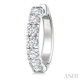 2 Ctw Round Cut Diamond Hoop Earrings in 14K White Gold