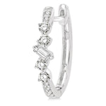 Load image into Gallery viewer, 1/3 Ctw Baguette and Round Cut Diamond Hoop Earrings in 14K White Gold