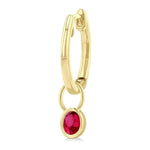 Load image into Gallery viewer, 5x3 MM Bezel Set Oval Cut Ruby Precious Fashion Huggie Earrings in 14K Yellow Gold