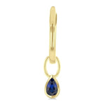 Load image into Gallery viewer, 5x3 MM Bezel Set Pear Cut Sapphire Precious Fashion Huggie Earrings in 14K Yellow Gold