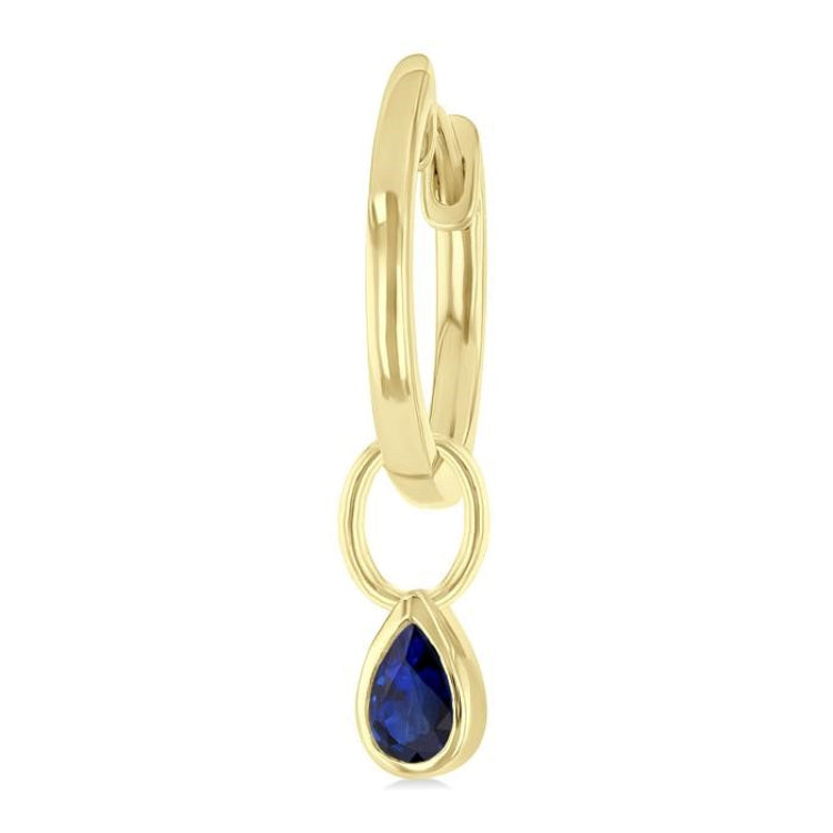 5x3 MM Bezel Set Pear Cut Sapphire Precious Fashion Huggie Earrings in 14K Yellow Gold