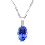 Load image into Gallery viewer, 6X4 MM Oval Shape Tanzanite Precious Solitaire Pendant With Chain in 14K Yellow Gold
