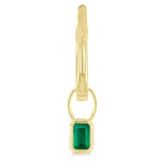 Load image into Gallery viewer, 5x3 MM Bezel Set Emerald Precious Fashion Huggie Earrings in 10K Yellow Gold