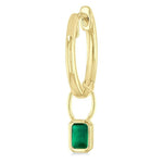 Load image into Gallery viewer, 5x3 MM Bezel Set Emerald Precious Fashion Huggie Earrings in 10K Yellow Gold