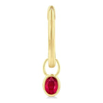 Load image into Gallery viewer, 5x3 MM Bezel Set Oval Cut Ruby Precious Fashion Huggie Earrings in 10K Yellow Gold
