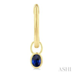 Load image into Gallery viewer, 5x3 MM Bezel Set Oval Cut Sapphire Precious Fashion Huggie Earrings in 10K Yellow Gold